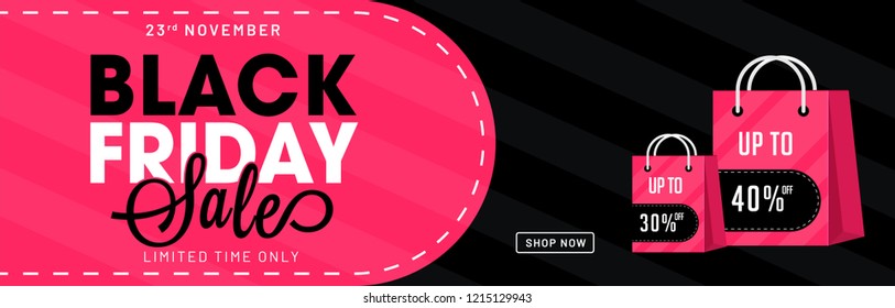 Website header or banner design with best discount offers and shopping bags on black background.