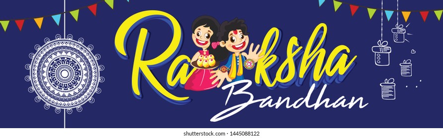 Website Header or Banner Design for Brother Sister Indian Festival Raksha Bandhan or Happy Rakhi