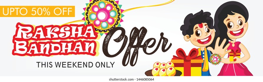 Website Header or Banner Design for Brother Sister Indian Festival Raksha Bandhan or Happy Rakhi