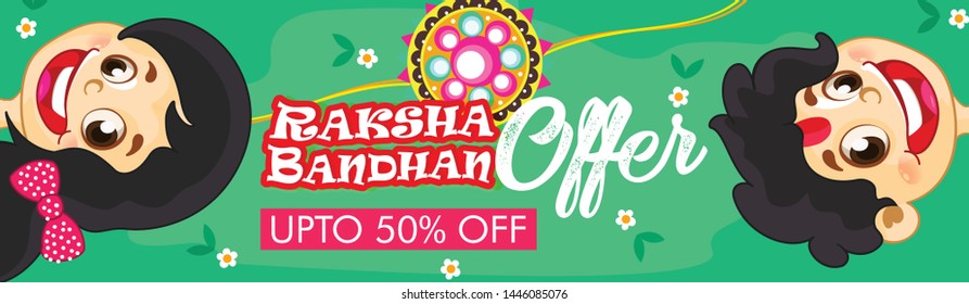 Website Header or Banner Design for Brother Sister Indian Festival Raksha Bandhan or Happy Rakhi