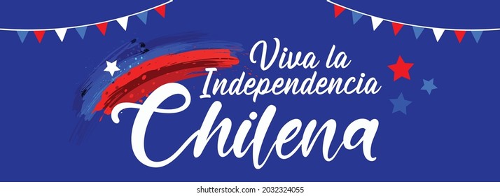 Website Header or Banner Design for Chile Independence Day. Happy National Holiday Fiestas Patrias. September 18 Background Design.