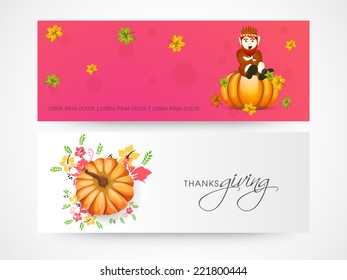 Website header and banner design for Happy Thanksgiving Day celebrations. 