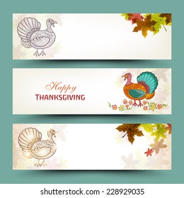 Website header and banner design for Happy Thanksgiving Day celebrations.