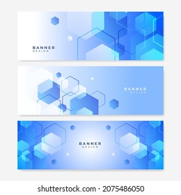 Cabecera o diseño de banner del sitio web con modelo hexagonal. Fondo geométrico abstracto con elementos hexagonales simples. Diseño médico, tecnológico o científico.