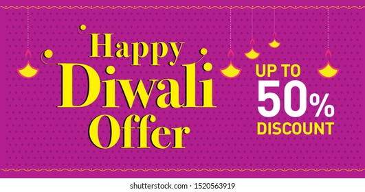 Website header or banner design, illustration of burning diya, on Happy Diwali, Shubh Diwali meaning with beautiful background, Diwali banner desing