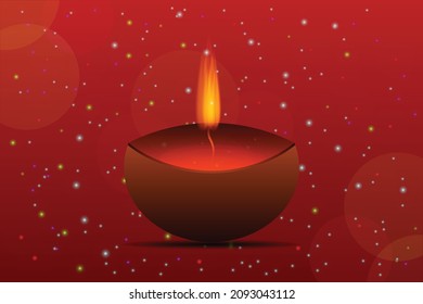Cabecera o diseño de banner del sitio web con ilustración de lámparas de aceite iluminadas realistas y mandala floral en un fondo borroso de bokeh para el festival Diwali de luz y feliz fondo Diwali 