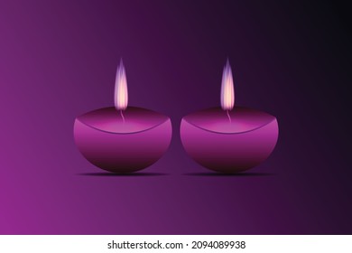 Website header or banner design with illustration of realistic illuminated oil lamps and floral mandala on blurred bokeh background for Diwali festival of light happy Diwali background