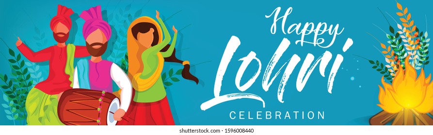 Website Header or Banner Design for Indian Punjabi Festival Pongal. Vector Illustration.