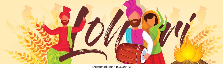 Website Header or Banner Design for Indian Punjabi Festival Pongal. Vector Illustration.