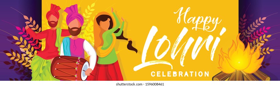 Website Header or Banner Design for Indian Punjabi Festival Pongal. Vector Illustration.