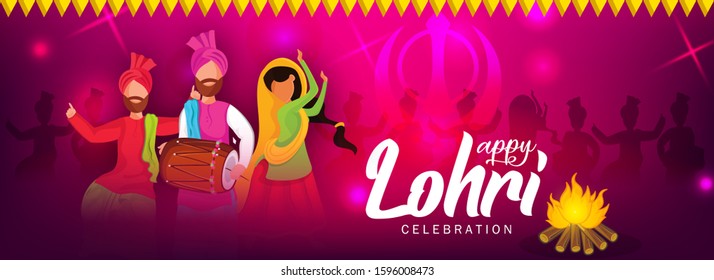 Website Header or Banner Design for Indian Punjabi Festival Pongal. Vector Illustration.