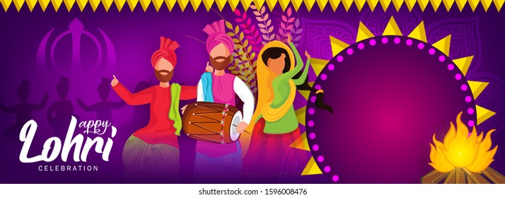 Website Header or Banner Design for Indian Punjabi Festival Pongal. Vector Illustration.
