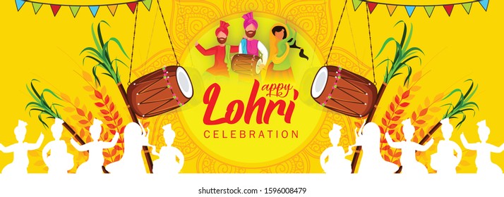 Website Header or Banner Design for Indian Punjabi Festival Pongal. Vector Illustration.