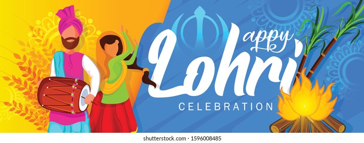 Website Header or Banner Design for Indian Punjabi Festival Pongal. Vector Illustration.