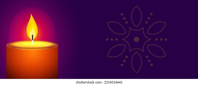 Website header or banner design with realistic oil lamp on purple background for Diwali Festival celebration.