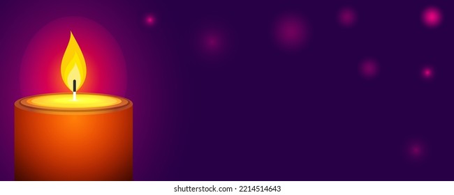 Website header or banner design with realistic oil lamp on purple background for Diwali Festival celebration.