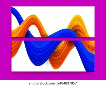 Website Header or Banner Design Set with Abstract Wavy Pattern and Copy Space for Advertising.