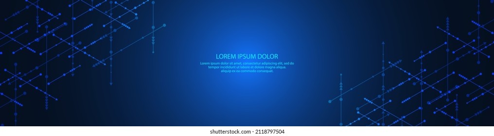 Website header or banner design template. Abstract technology background with arrows and lines. Vector illustration