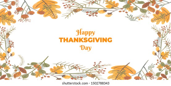 Website header or banner design with typography of Thanksgiving and maple or autumn leaves on wooden texture background