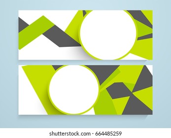 Website header or banner with green and grey colors abstract design.