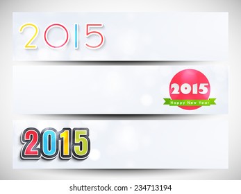 Website header or banner for Happy New Year 2015 celebrations.