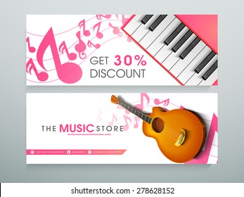 Website header or banner for music store with 30% discount offer.