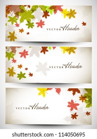 Website-Kopfzeile oder Banner-Set mit Herbstblatt-Design. EPS10.
