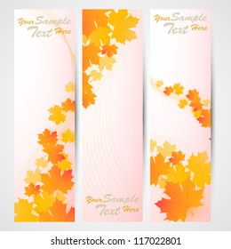 Website header or banner set with autumn leafs design. EPS 10.
