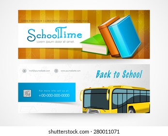 Website header or banner set of back to school and school time.