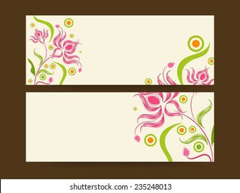 Website header or banner set with beautiful floral design decoration.
