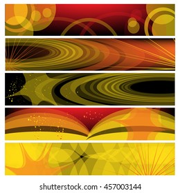 Website header or banner set. Business design horizontal template. Red and yellow. Vector illustration.