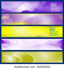 Website header or banner set. Business design horizontal template. Yellow and purple. Vector illustration.