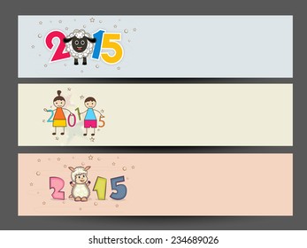 Website header or banner set for Chinese Year of the Goat, New Year and Merry Christmas celebration.