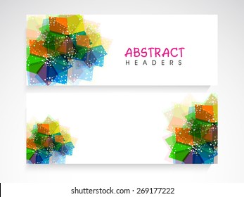 Website header or banner set decorated with colorful abstract pattern. 