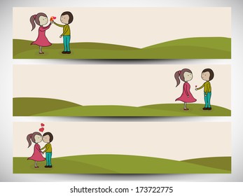  Website header or banner set design for Happy Valentines Day.