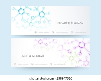 Website Header Or Banner Set For Health And Medical Concept With Place Holder For Contact Details.