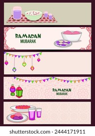 Website header or banner set for holy month of muslim community, Ramadan Kareem celebration.
