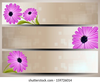 Website header or banner set, love concept with flowers.