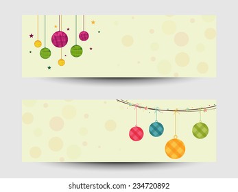 Website header or banner set for Merry Christmas and Happy New Year 2015 celebration.