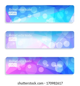 Website header or banner set of modern triangle pattern with bright bokeh