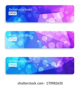 Website header or banner set of modern triangle pattern with bright bokeh