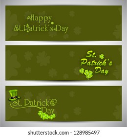 Website header or banner set for St. Patrick's Day celebration with shamrock leaves.