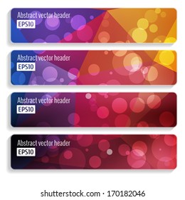 Website header or banner set of triangle pattern with glow bokeh