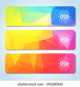 Website header or banner set of triangle rainbow texture