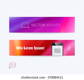 Website header or colourful banner set with blurred background. Vector illustration.