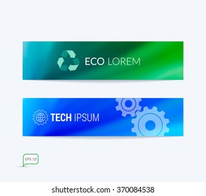Website header or colourful banner set with blurred background. Vector illustration.