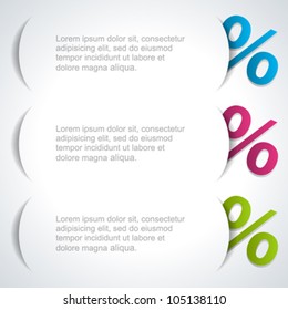 Website header design template and percent icon. Vector illustration eps 10.