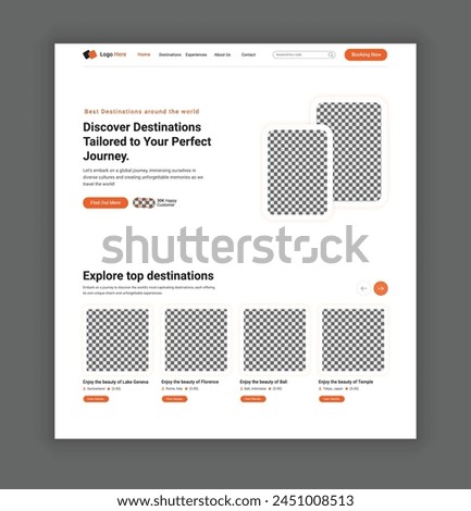Website header design for a travel agency or travel landing page, Hero section design for travel website
