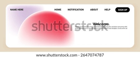 A website header featuring a blurred gradient sphere with pink and purple hues on the left side.