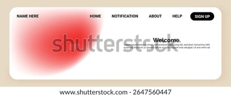 A website header featuring a blurred red gradient on the left side and navigation 